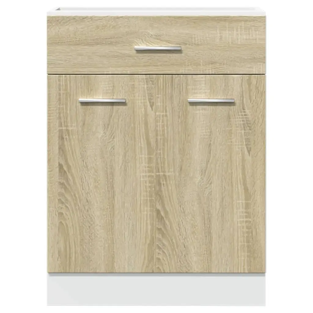 Kitchen Cabinet Storage Unit Brown Engineered Wood with Drawer and Shelves 60x46x81.5cm