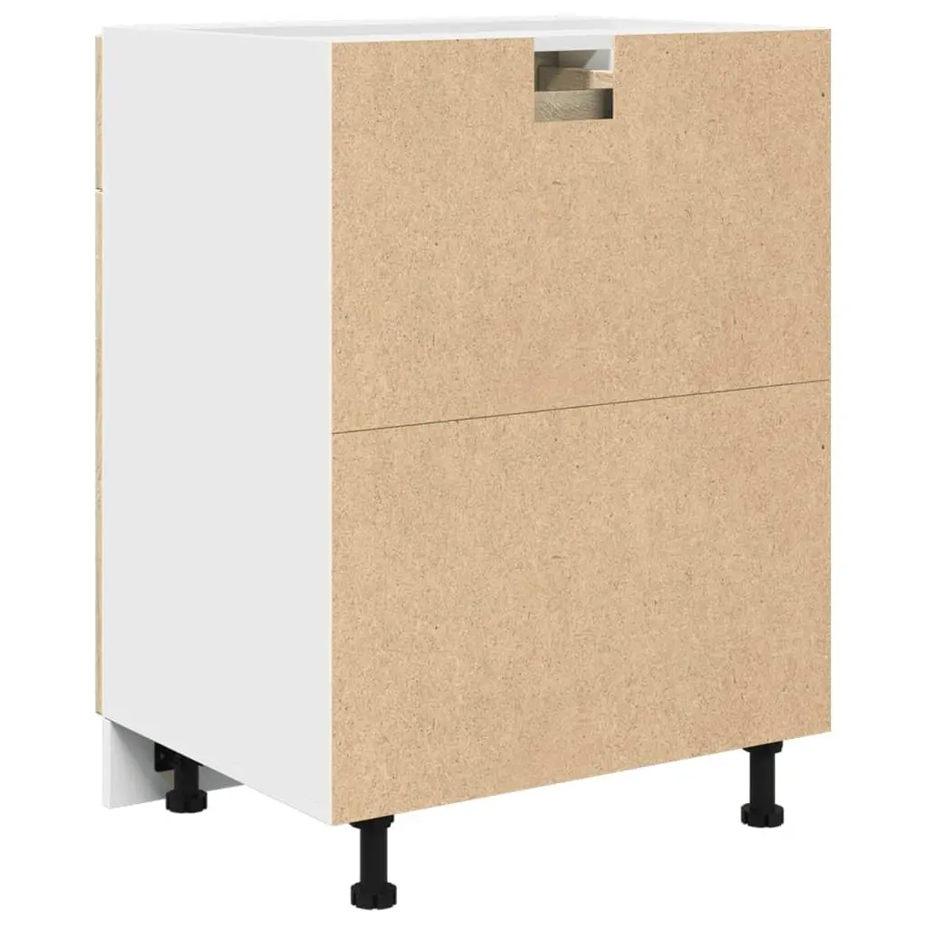Kitchen Cabinet Storage Unit Brown Engineered Wood with Drawer and Shelves 60x46x81.5cm