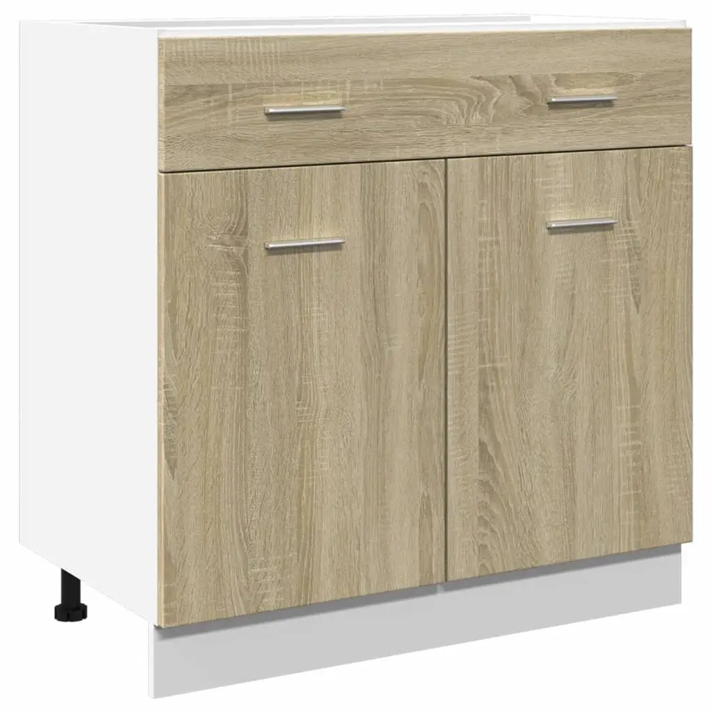 Kitchen Cabinet Brown Engineered Wood Storage Drawer Bottom 80cm