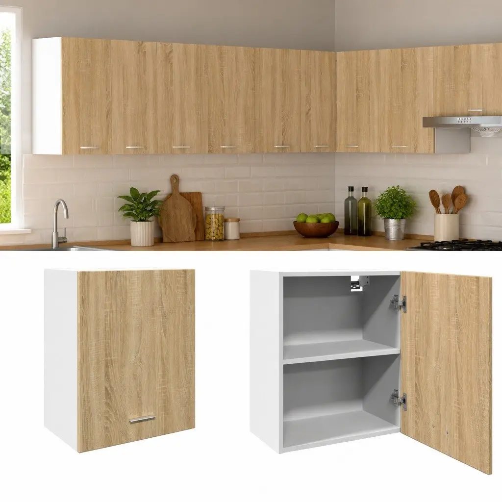 Wall Mounted Storage Cabinet Kitchen Organiser Brown Engineered Wood 50x31x60cm
