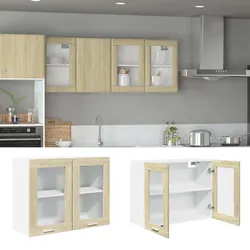 Functional Hanging Glass Cabinet for Kitchen Storage
