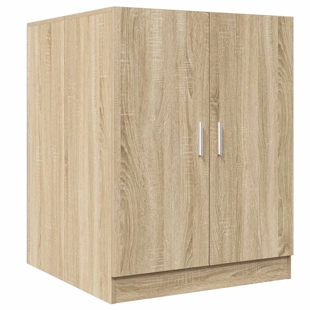 Laundry Room Storage Unit Engineered Wood Oak 71cm Cabinet Organizer