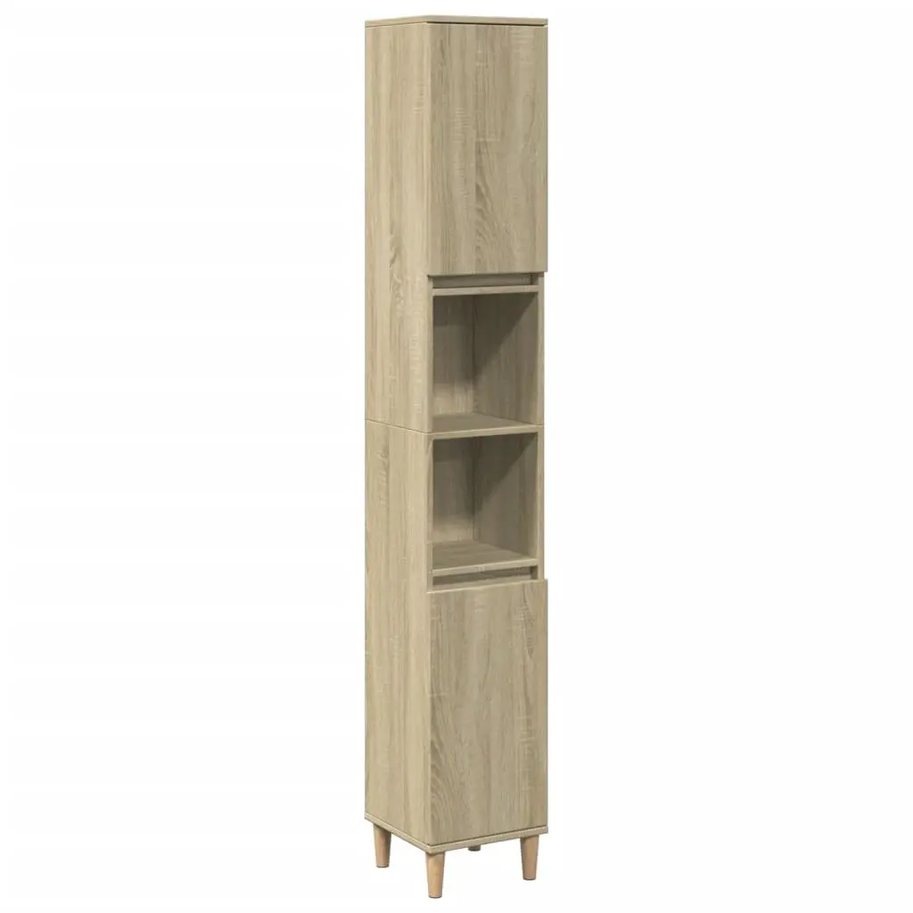 Bathroom Cabinet Engineered Wood Sonoma Oak 30x30x190cm Storage Unit