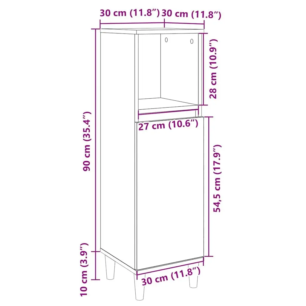 Bathroom Cabinet Engineered Wood Sonoma Oak 30x30x100 cm