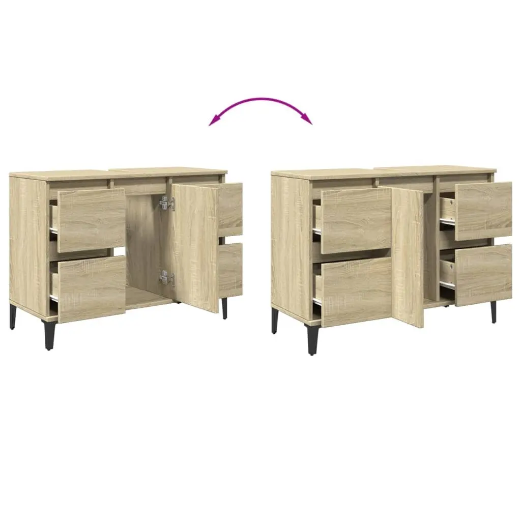 Bathroom Sink Cabinet Vanity Unit Brown Storage Drawers Door Compartment