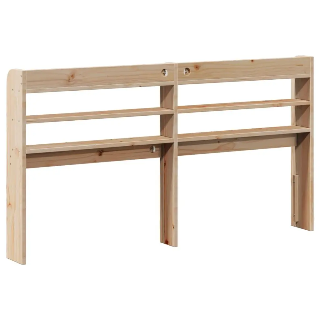 Headboard Freestanding Solid Pinewood 140cm Brown with Shelves