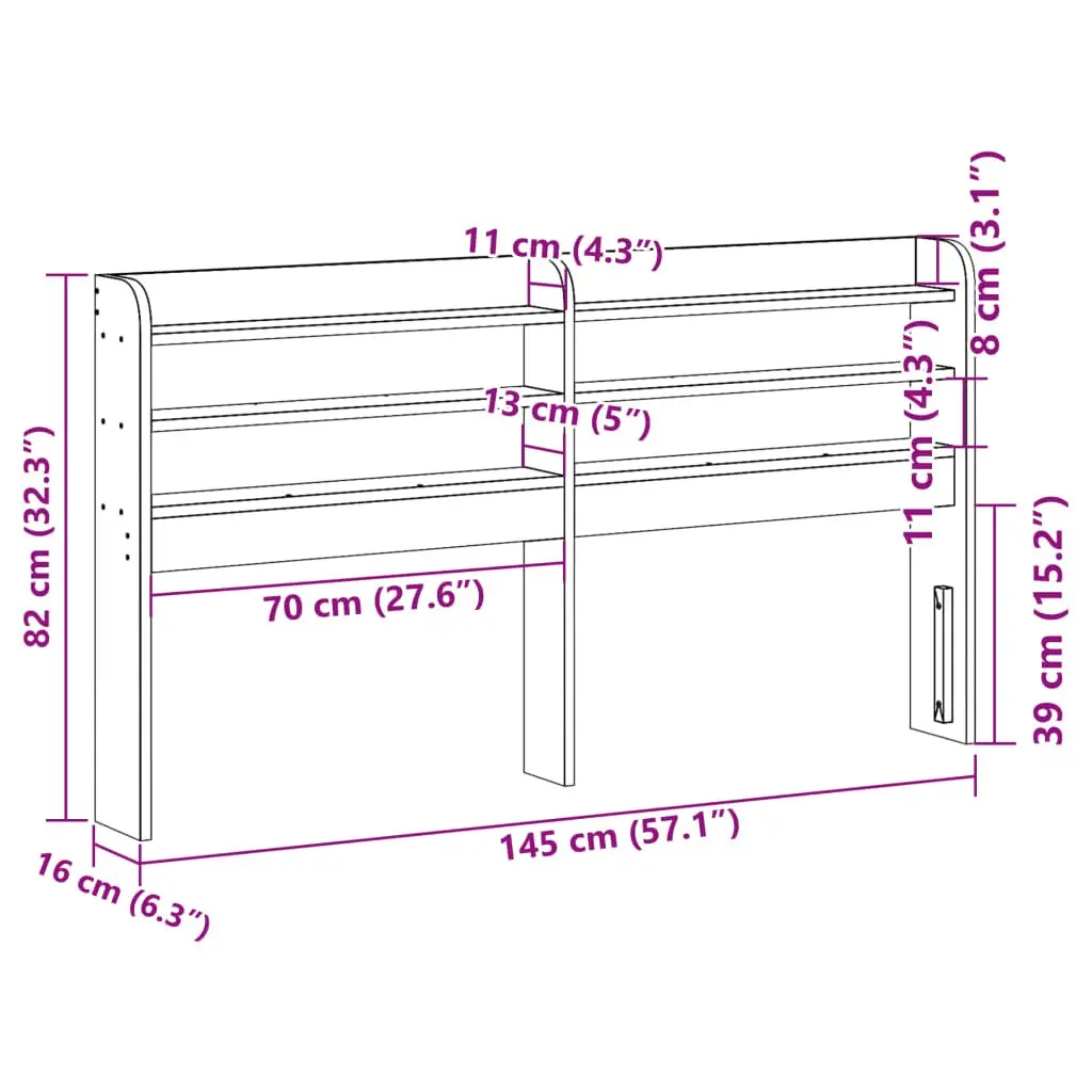 135cm Headboard with Storage for Small Spaces