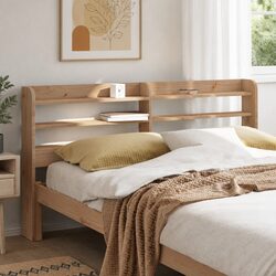 Practical 120 cm Headboard with Storage, Solid Pinewood