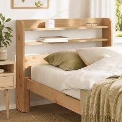 Headboard with Storage Shelves 100cm Bedroom Furniture Solid Wood Pine Brown