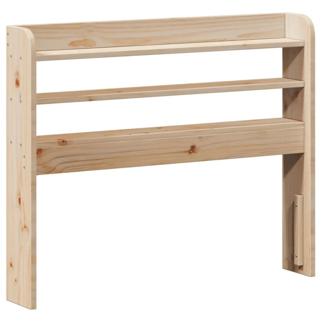 Headboard Freestanding Solid Pinewood 90 cm Brown with Shelves