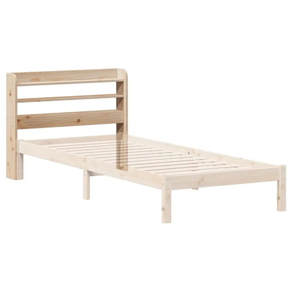 Headboard Freestanding Solid Pinewood 90 cm Brown with Shelves