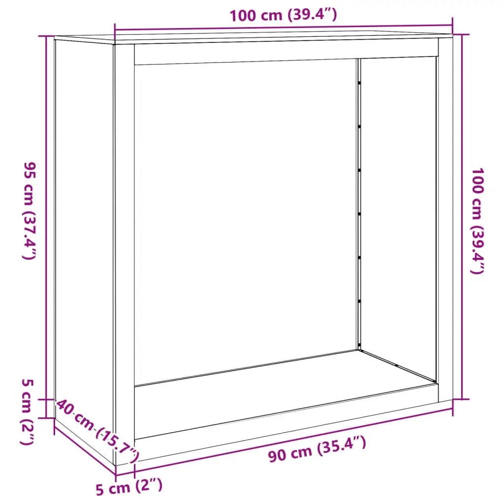 Firewood Rack Steel 100x40x100cm Black Log Storage