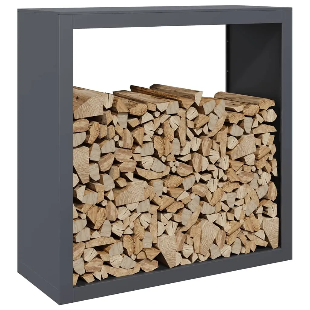 Steel Firewood Rack Log Holder Anthracite Elevated Storage Organizer 100x40x100cm