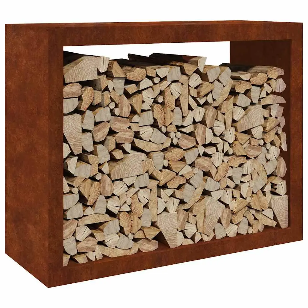 Firewood Rack Weathering Steel Log Storage Stand Brown 100 x 40 x 80 cm