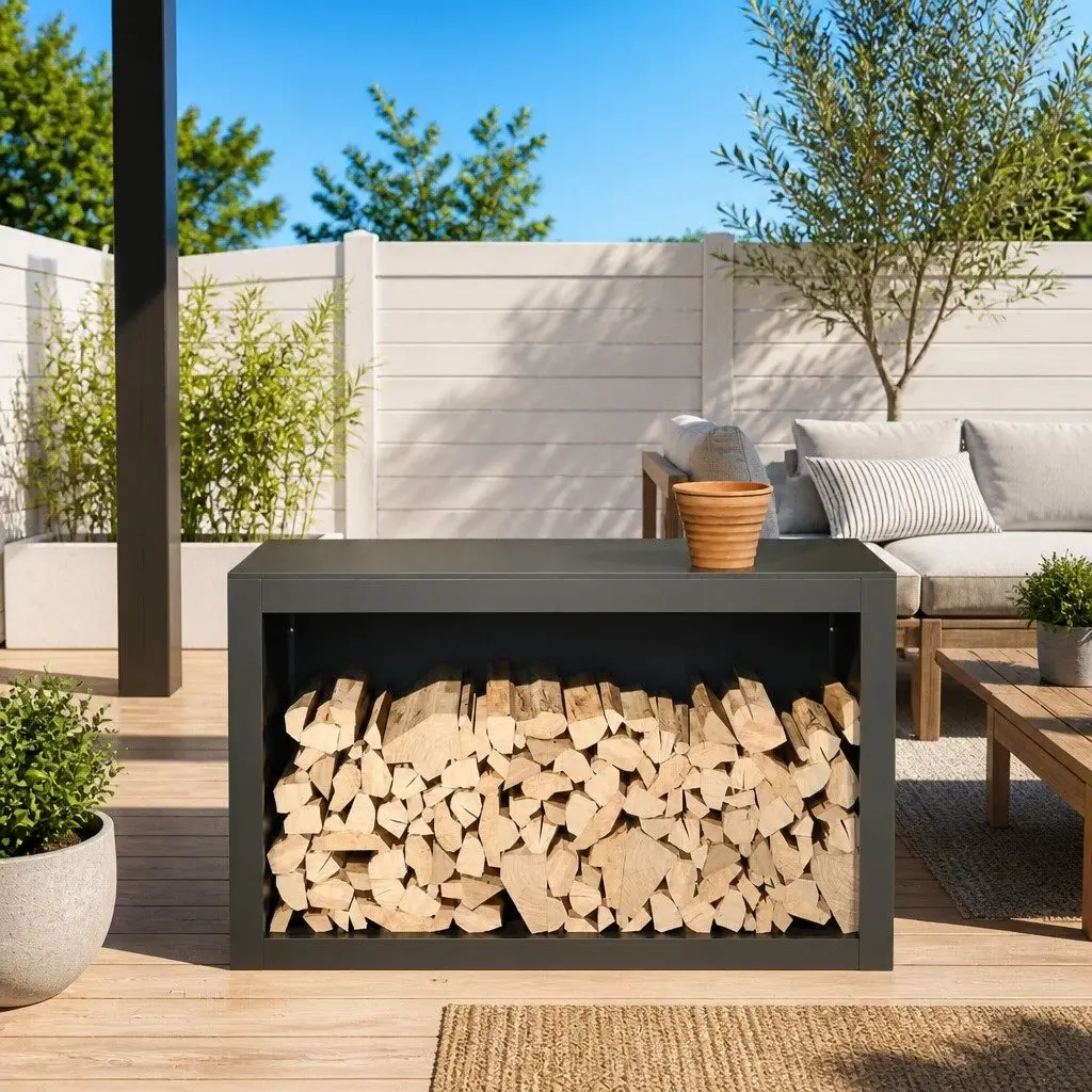 Firewood Rack Steel 100x40x60cm Anthracite Log Storage Stand