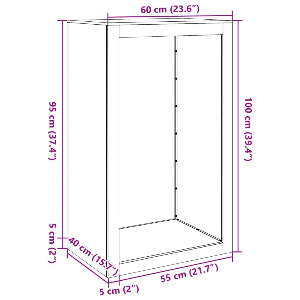 Firewood Rack Storage Steel Log Holder Anthracite 60x40x100cm Home Garden