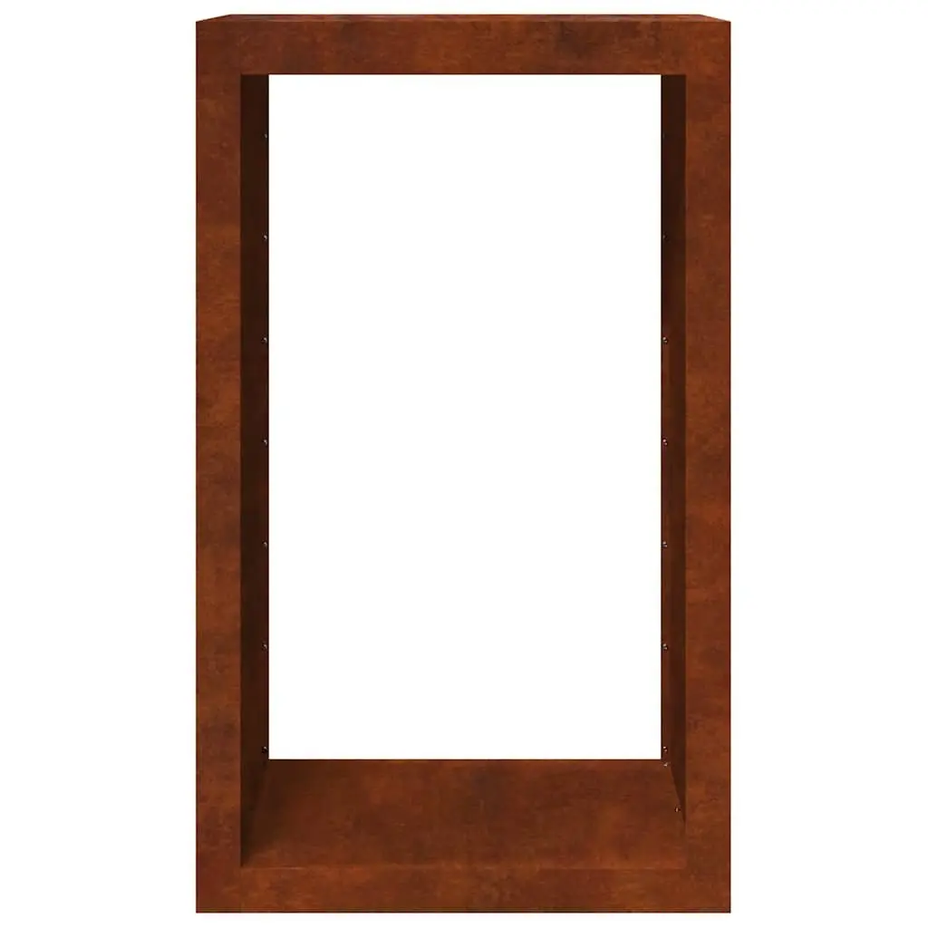 Log Storage Holder Weathering Steel Brown 60x40x100cm Firewood Rack for Garden Fireplace