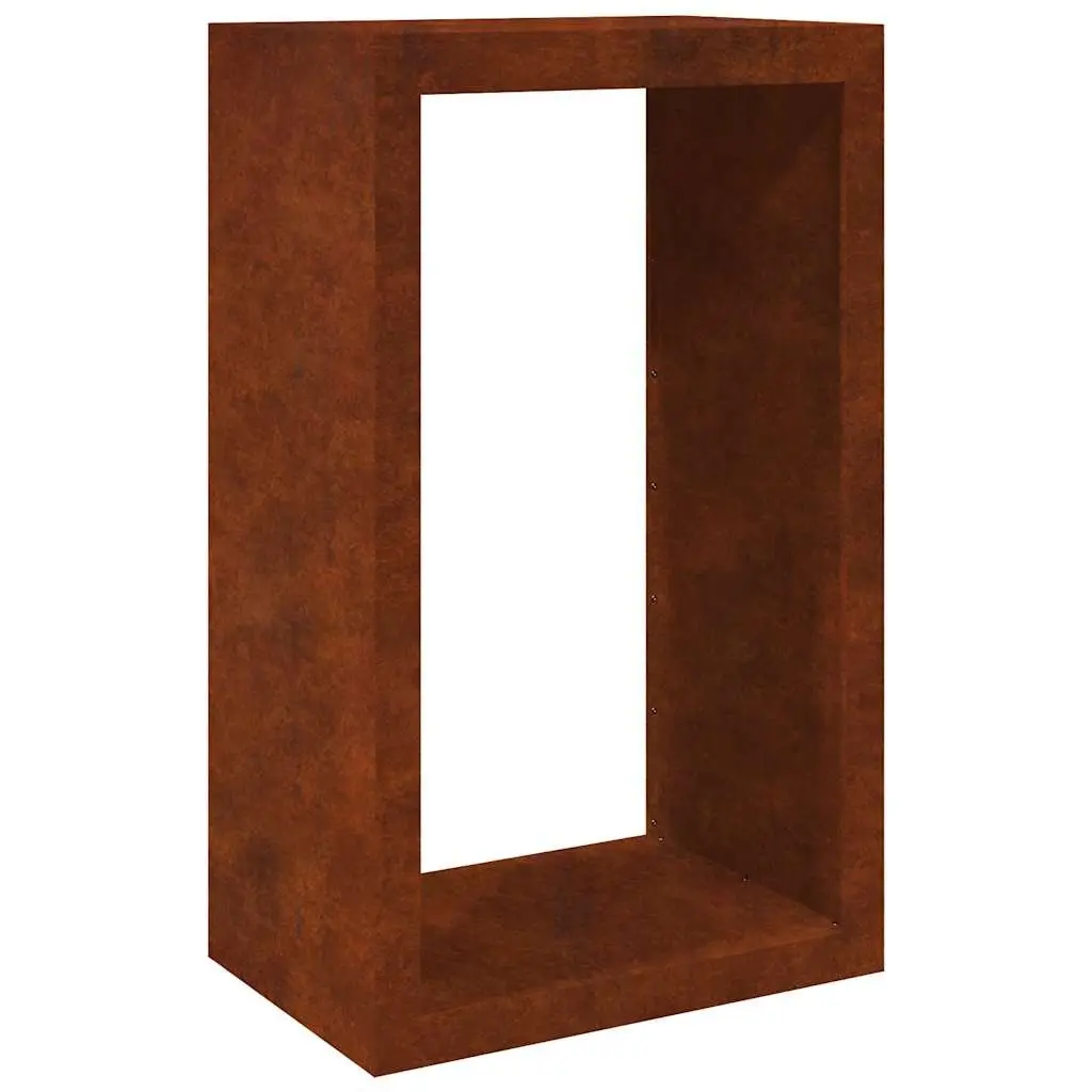 Log Storage Holder Weathering Steel Brown 60x40x100cm Firewood Rack for Garden Fireplace