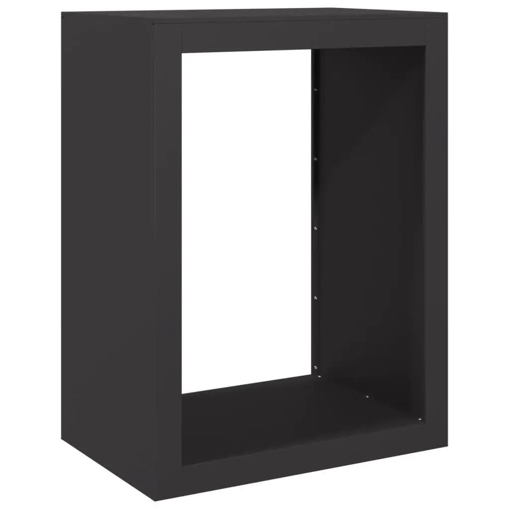 Firewood Rack Steel 60 x 40 x 80 cm Black Storage Log Holder Stand