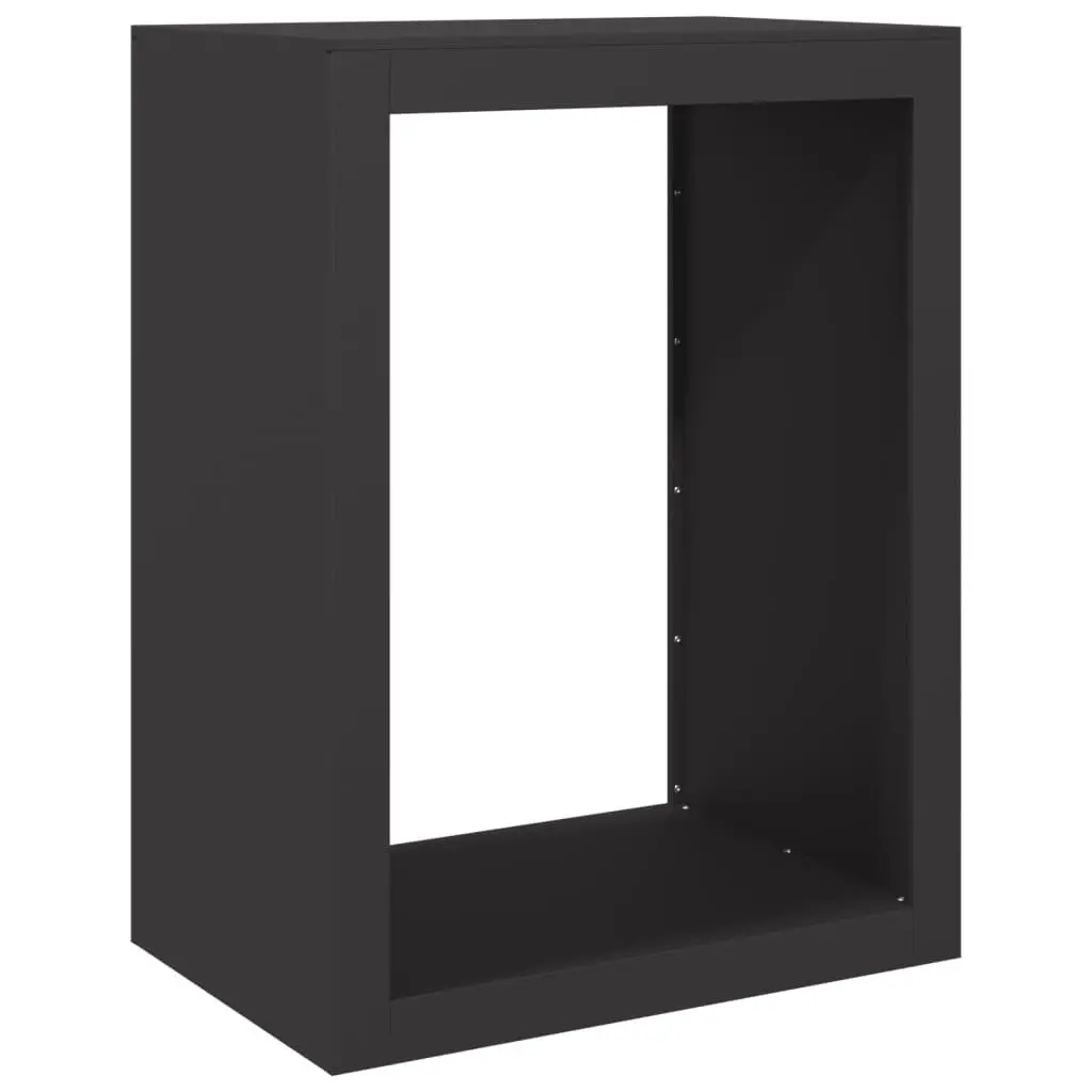 Firewood Rack Steel 60 x 40 x 80 cm Black Storage Log Holder Stand