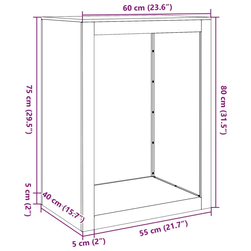 Firewood Rack Steel 60 x 40 x 80 cm Black Storage Log Holder Stand