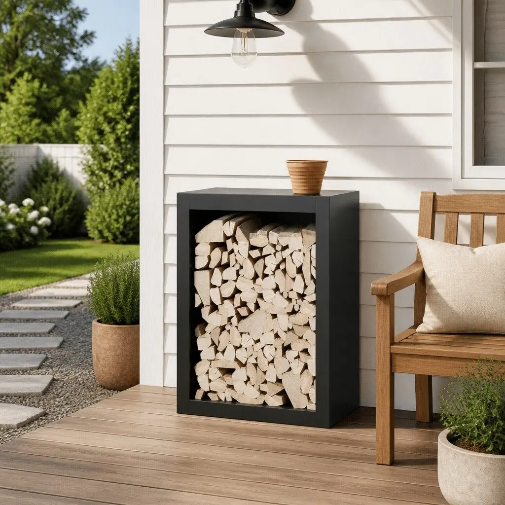 Firewood Rack Steel 60x40x80cm Anthracite Log Holder Fireplace Storage