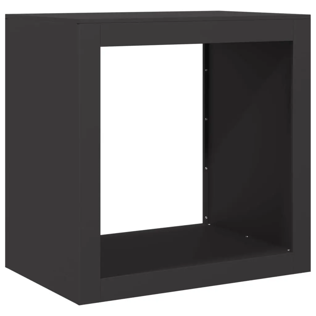 Steel Log Storage Rack Outdoor Firewood Holder Black 60x40x60cm