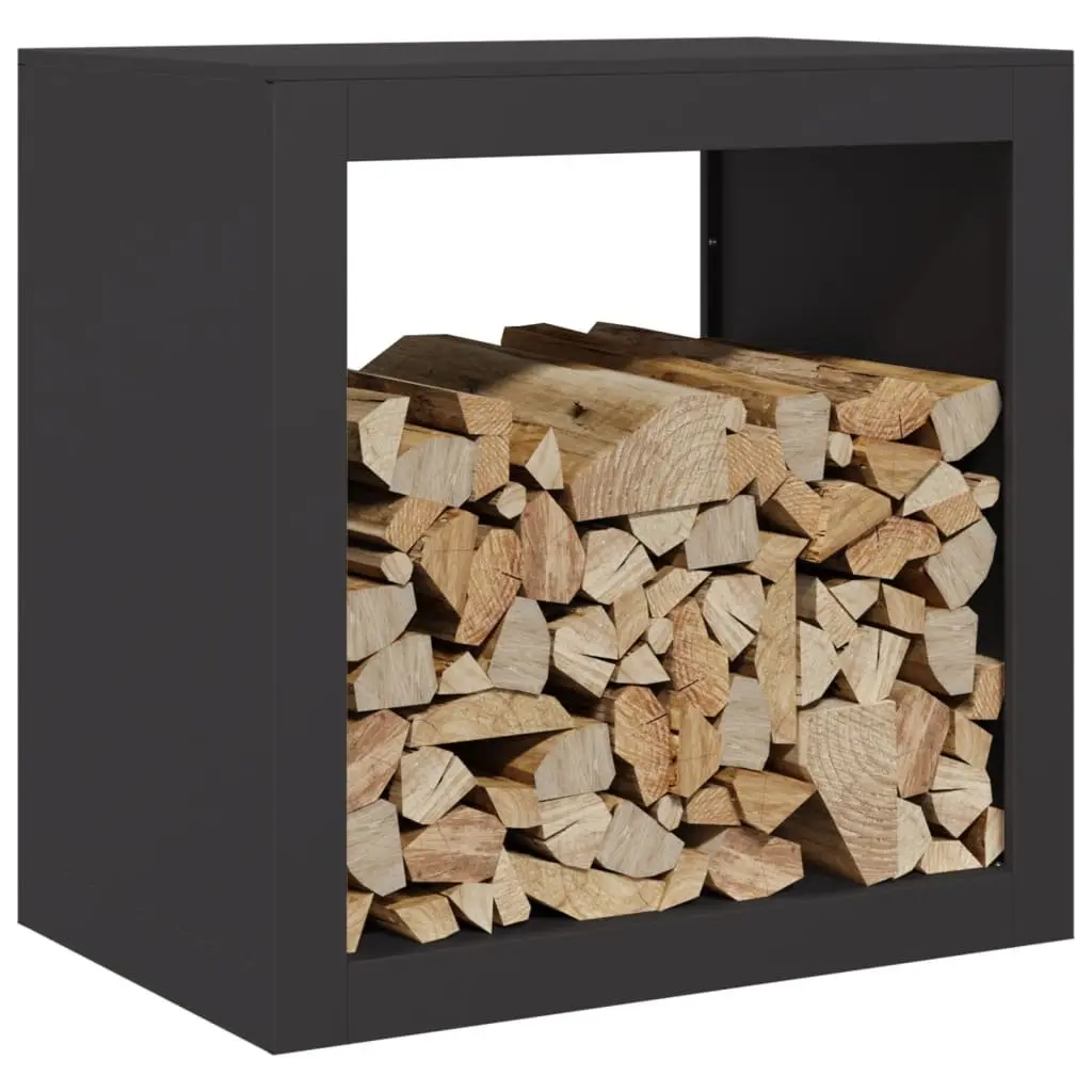 Steel Log Storage Rack Outdoor Firewood Holder Black 60x40x60cm