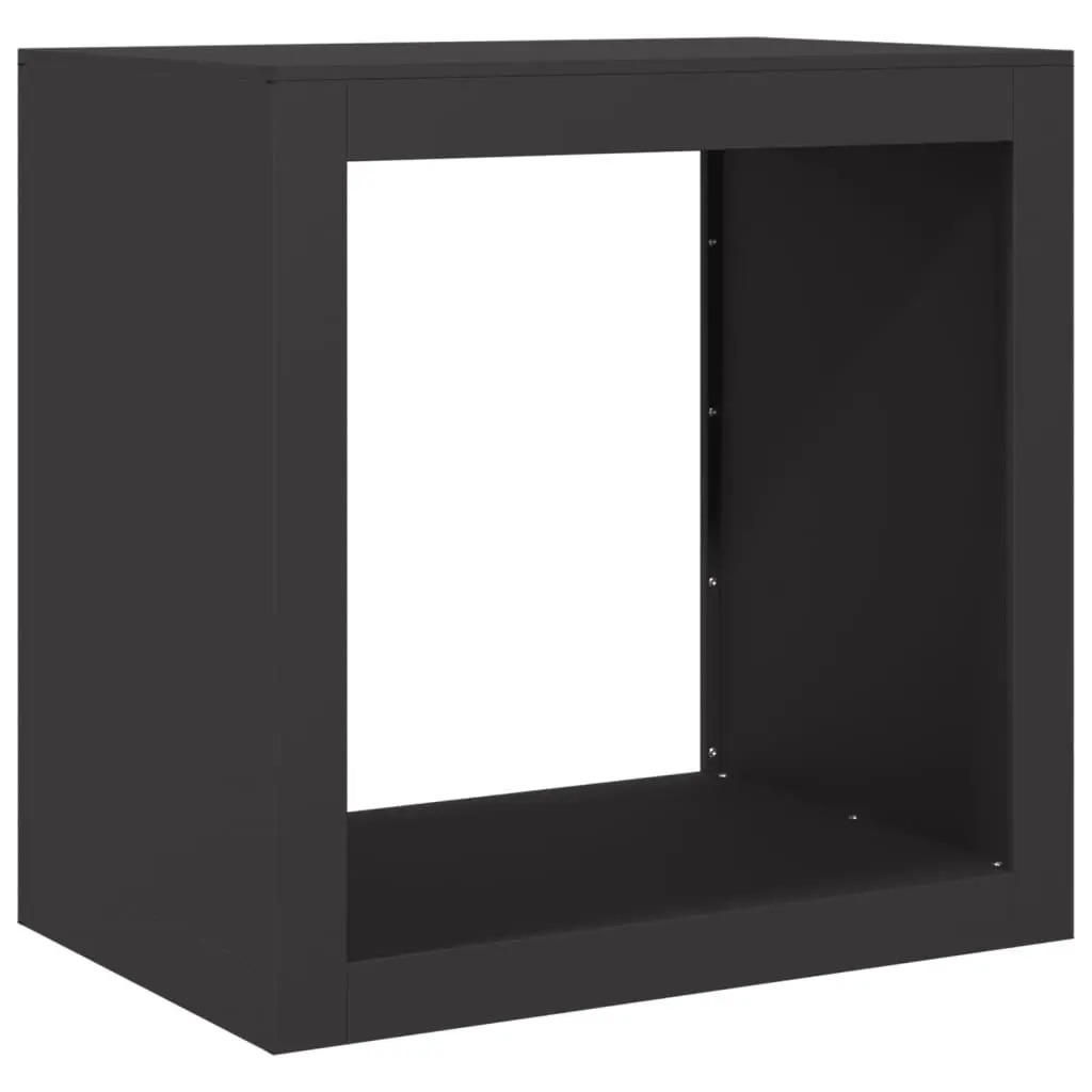 Steel Log Storage Rack Outdoor Firewood Holder Black 60x40x60cm
