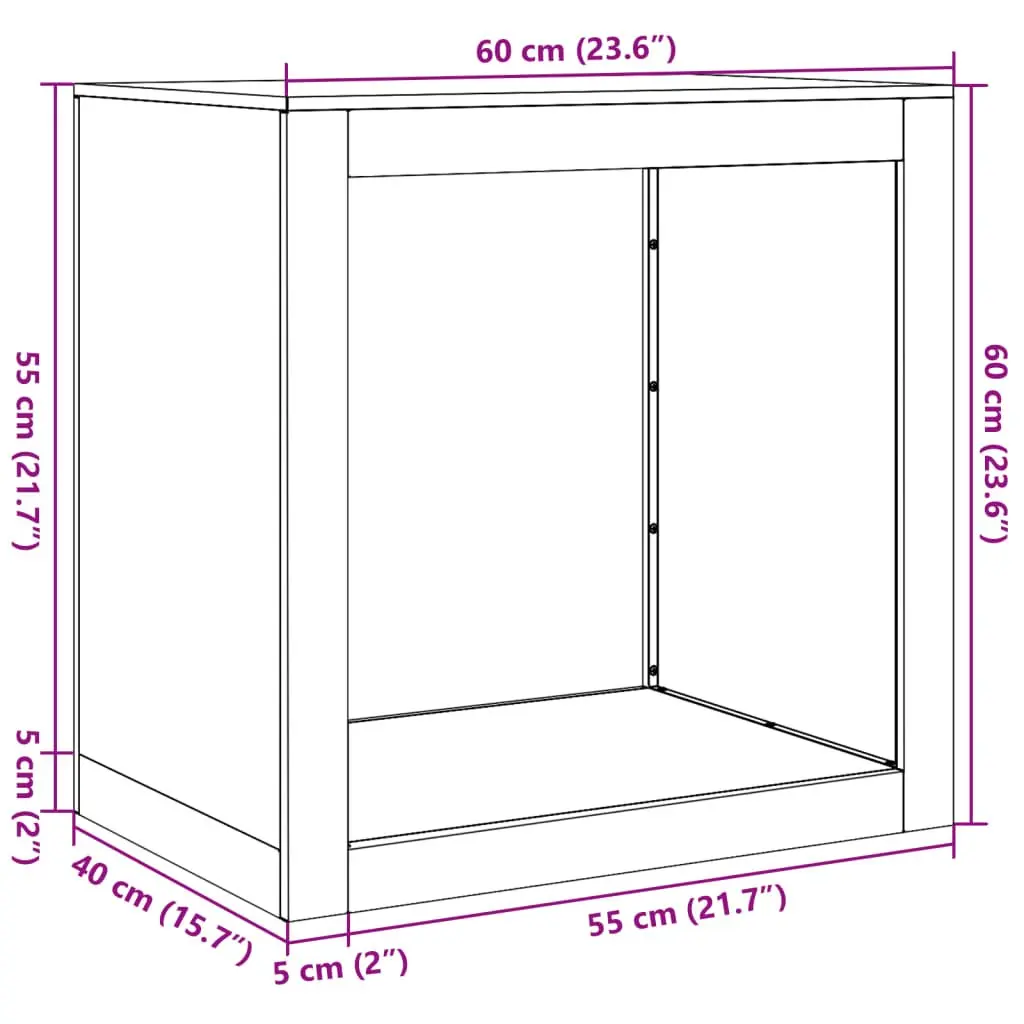 Firewood Rack Steel Anthracite 60 x 40 x 60 cm Storage Log Holder Stand Fireplace Wood Organizer