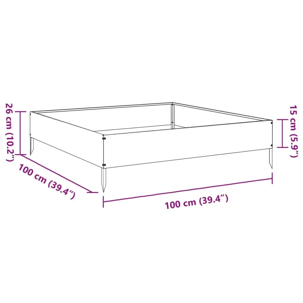 Raised Garden Bed Steel 100cm Black Outdoor Planter for Flowers Vegetables Herbs