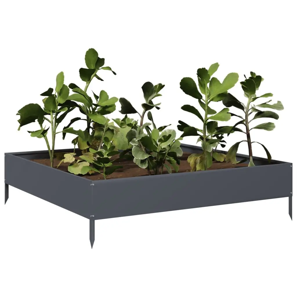 Raised Bed Planter Steel 100x100x26cm Anthracite Outdoor Gardening Flowers