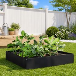 Practical Black Steel Planter for Versatile Use