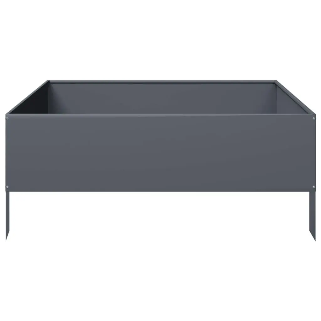 Outdoor Planter Box Steel Raised Bed 100x100x41cm Anthracite Weather Resistant Garden Decor