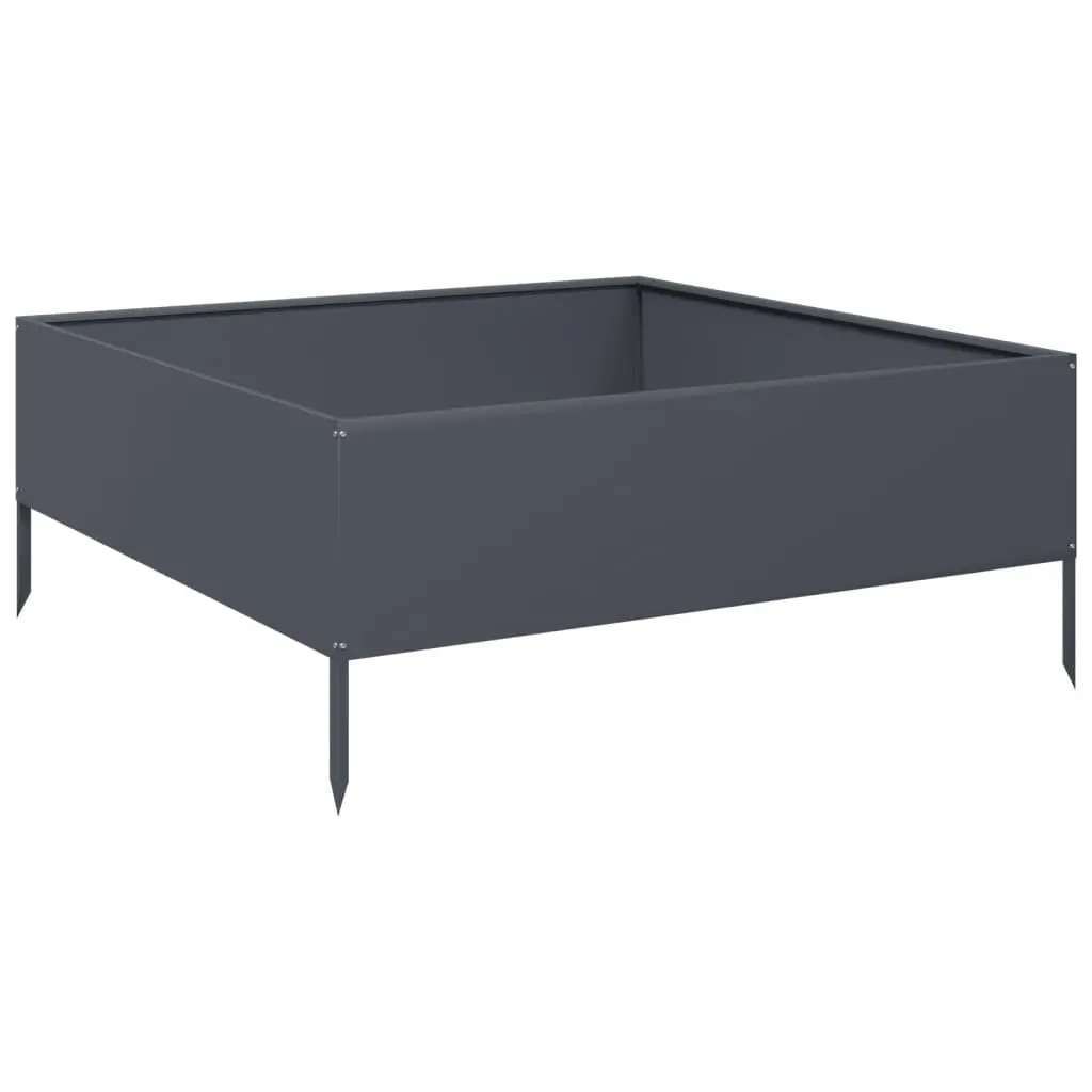 Outdoor Planter Box Steel Raised Bed 100x100x41cm Anthracite Weather Resistant Garden Decor