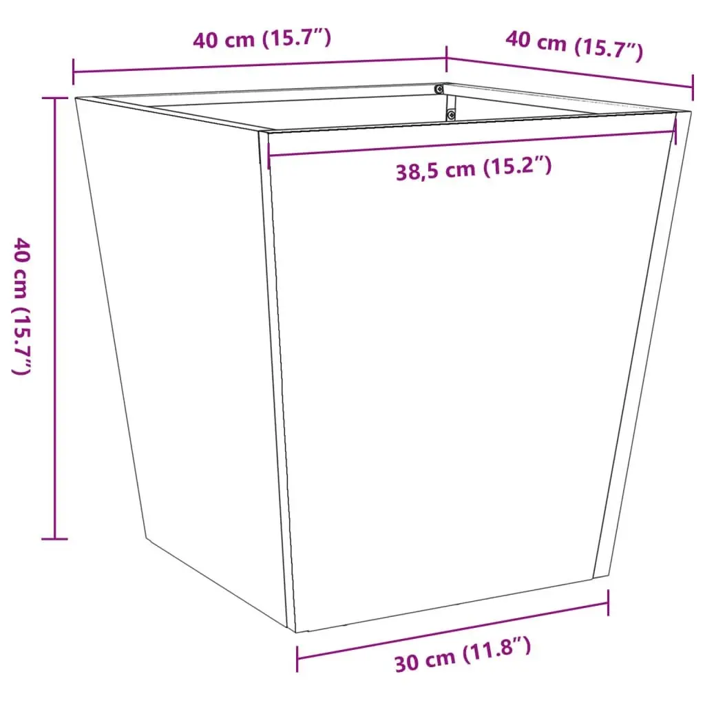 Garden Planter Box Black 40x40x40cm Steel Outdoor Pots Flowers Plants Decoration