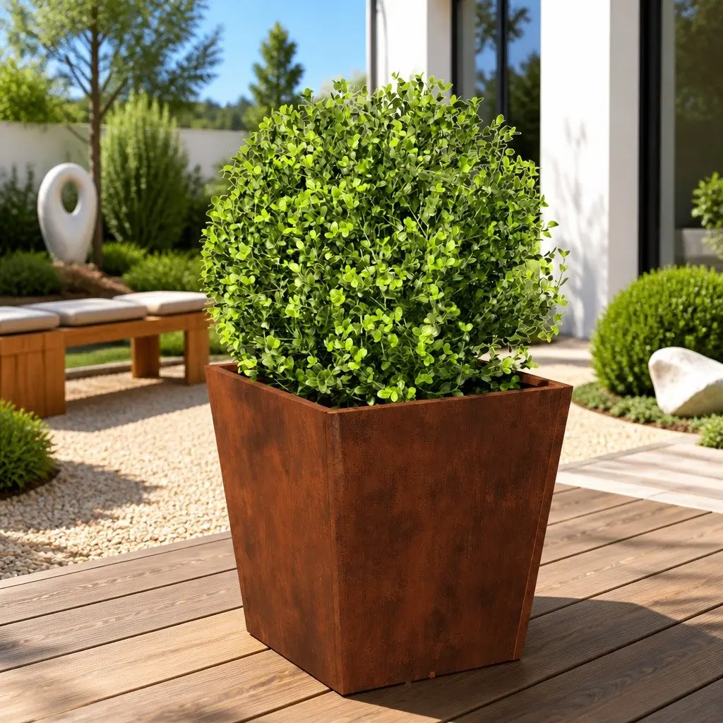 Garden Planter Weathering Steel 40x40x40 cm Silver Outdoor Pots for Flowers Plants