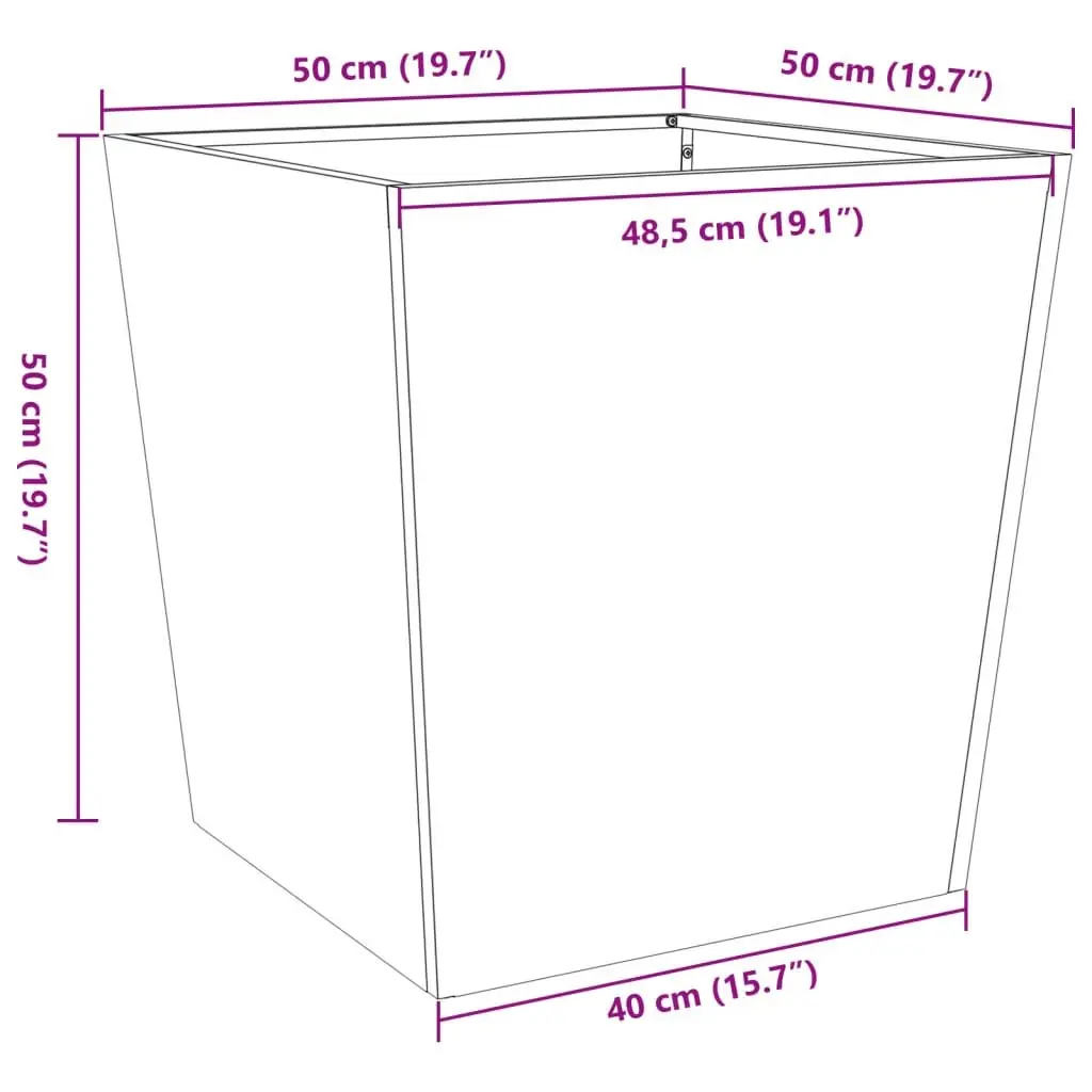 Garden Planter Steel 50x50x50 cm Anthracite Outdoor Pot Raised Bed