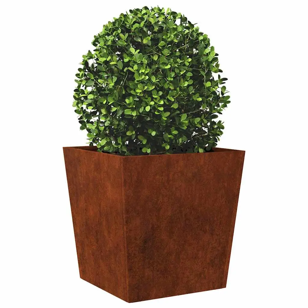 Garden Planter Weathering Steel 50x50x50 cm Brown Outdoor Raised Bed Flower Plant Pot Box