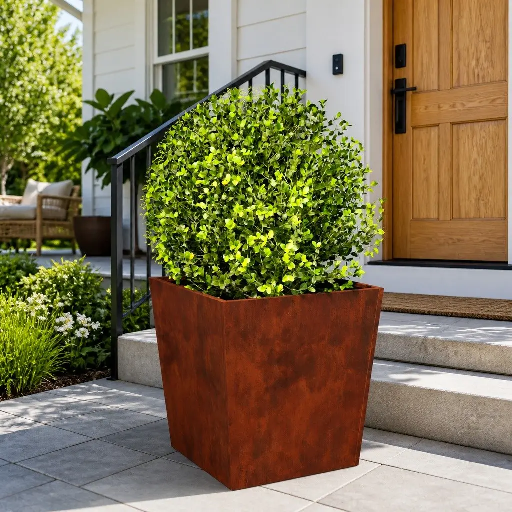 Garden Planters 2 pcs 50x50x50 cm Weathering Steel Brown Outdoor Raised Planter