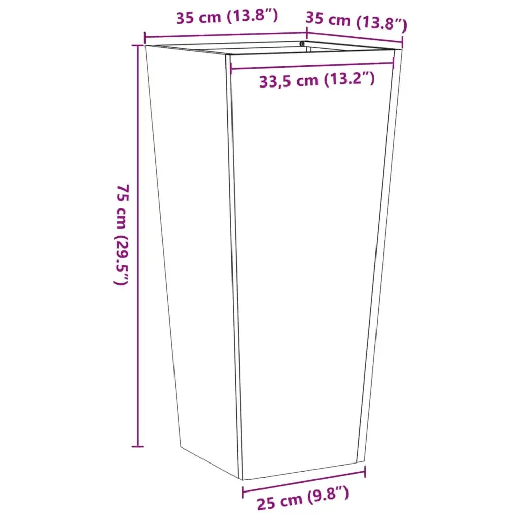 Garden Planters 2 pcs Black 35x35x75 cm Steel Outdoor Flower Pot Deck Patio