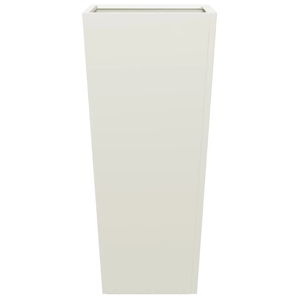 Garden Planters 2 pcs White 35x35x75 cm Steel Outdoor Pots Flowers Plants Decor