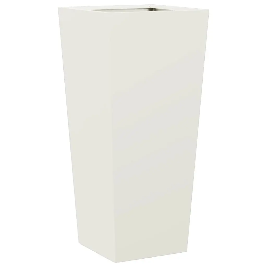 Garden Planters 2 pcs White 35x35x75 cm Steel Outdoor Pots Flowers Plants Decor