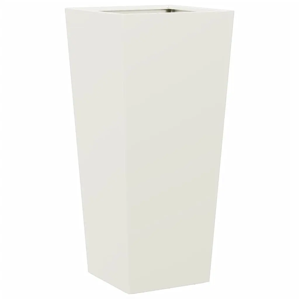 Garden Planters 2 pcs White 35x35x75 cm Steel Outdoor Pots Flowers Plants Decor