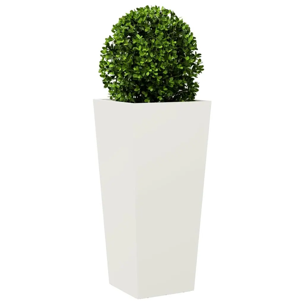 Garden Planters 2 pcs White 35x35x75 cm Steel Outdoor Pots Flowers Plants Decor