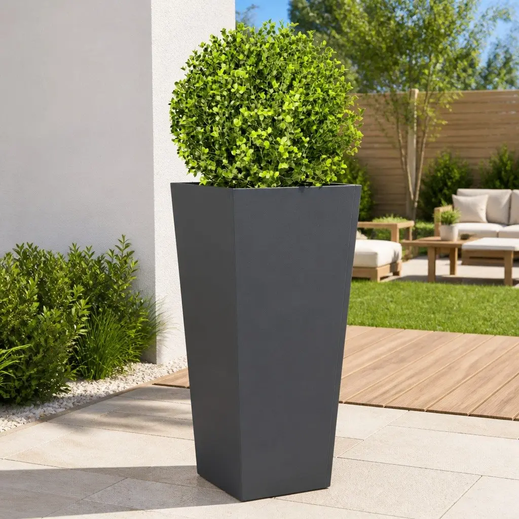 Garden Planters Steel 35x35x75 cm Anthracite 2 Piece Outdoor Pots Flowers Plants
