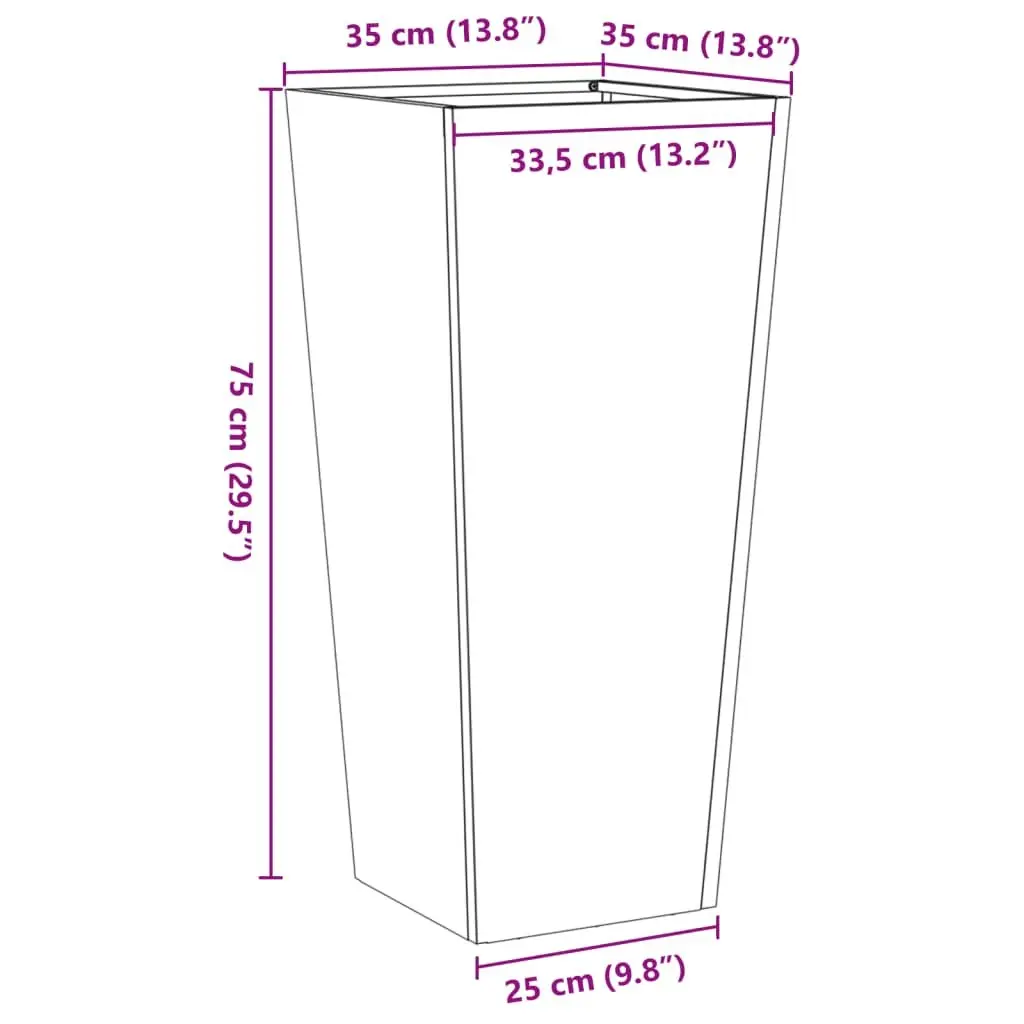 Garden Planters Steel 35x35x75 cm Anthracite 2 Piece Outdoor Pots Flowers Plants