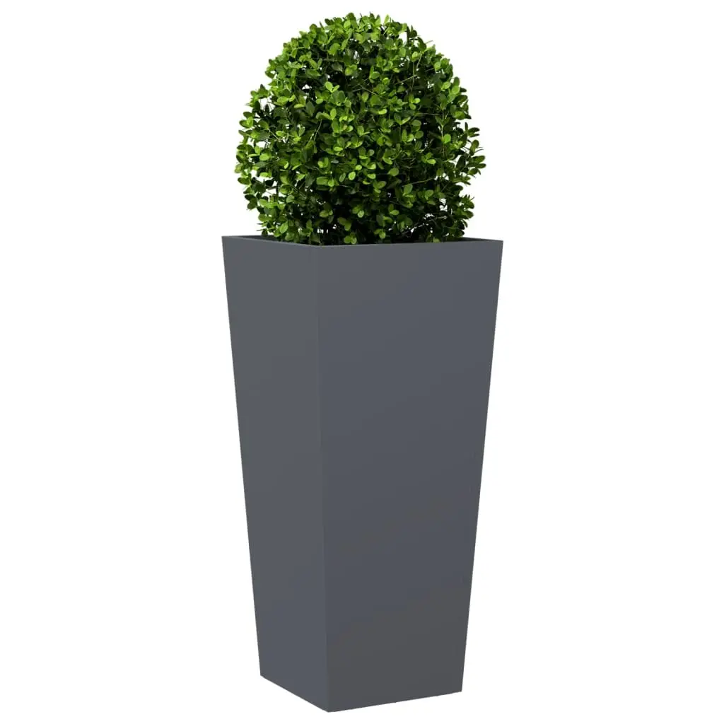 Garden Planters Steel 35x35x75 cm Anthracite 2 Piece Outdoor Pots Flowers Plants