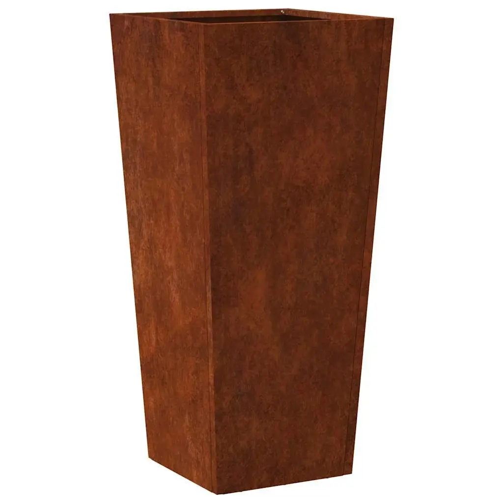 Garden Planters Weathering Steel 35 x 35 x 75 cm Silver Natural Metal 2 Piece