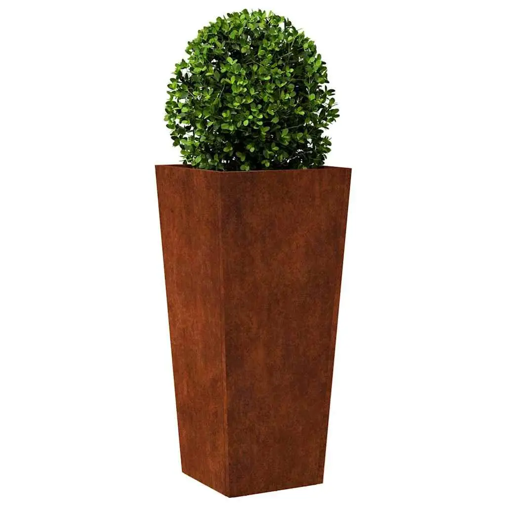 Garden Planters Weathering Steel 35 x 35 x 75 cm Silver Natural Metal 2 Piece